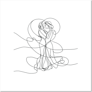 Lesbian Couple Line Art Abstract Posters and Art